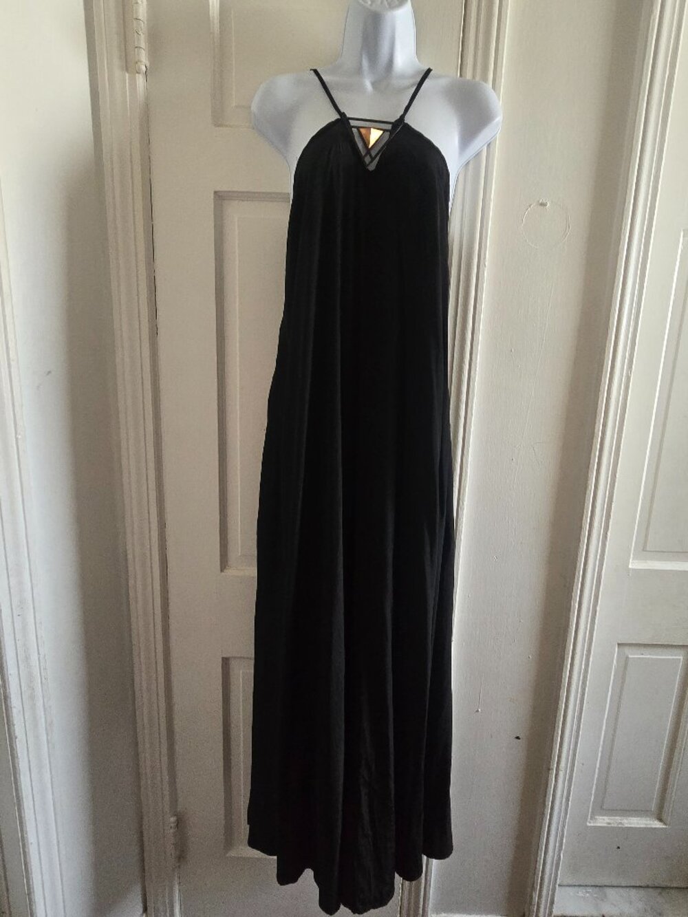 Black Dress with gold -Tone Geometric accent detail